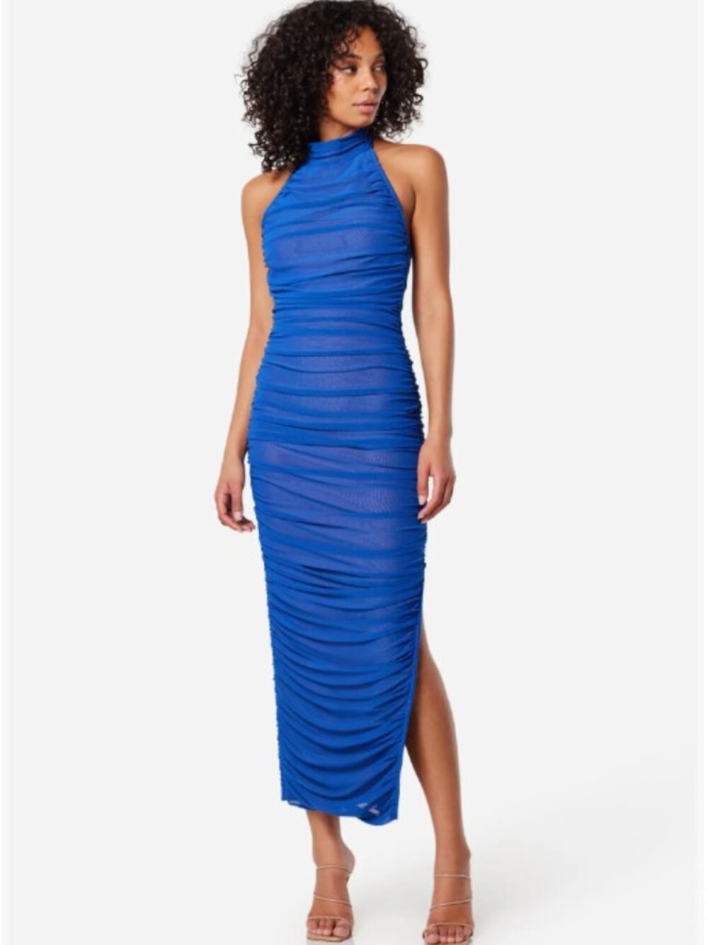NWT ELLIATT Istanbul Cobalt Blue Ruched Midi Dress size small